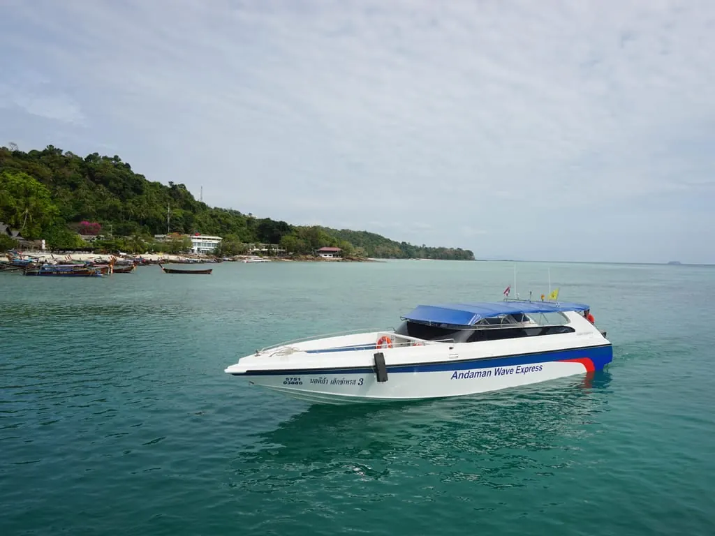 Phuket: One-Way Speedboat Transfer to/from Phi Phi & Lanta — turquoise water and limestone cliffs of Maya Bay, Phi Phi (photo 1)